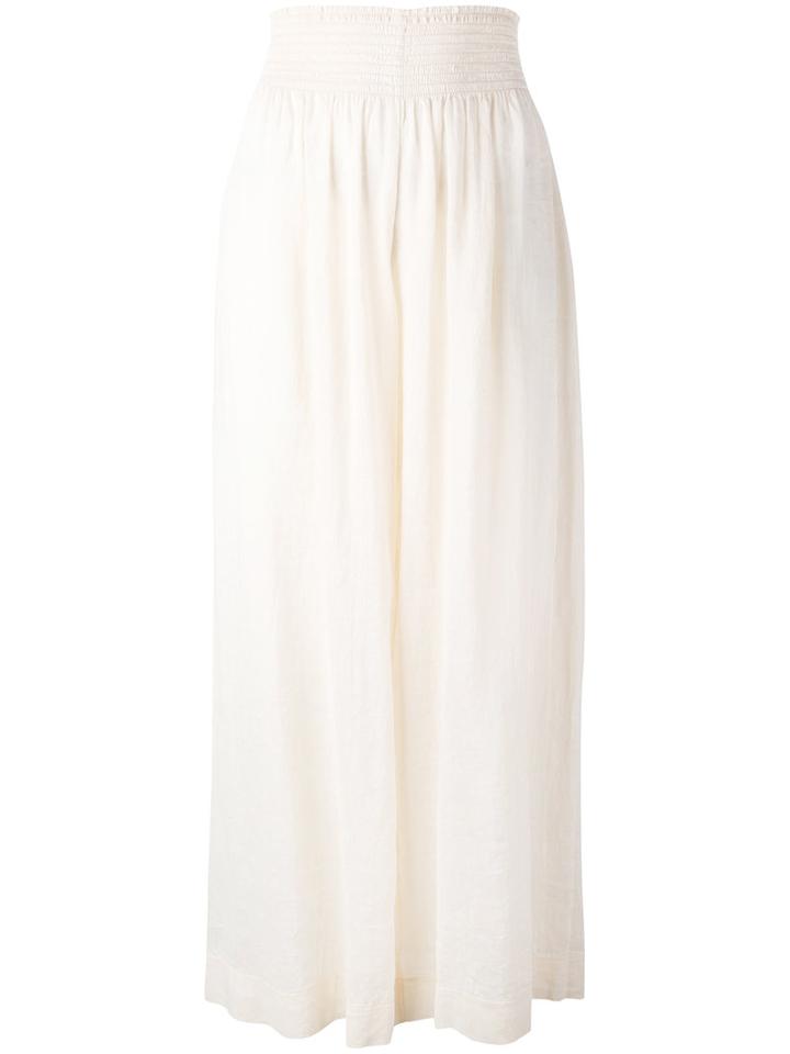 Forte Forte - Elasticated Waist Palazzo Pants - Women - Cotton/linen/flax - 1, Nude/neutrals, Cotton/linen/flax