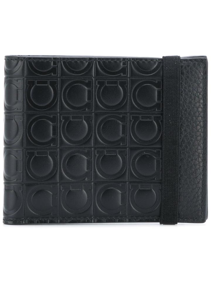 Salvatore Ferragamo Gancio Embossed Bi-fold Wallet - Black