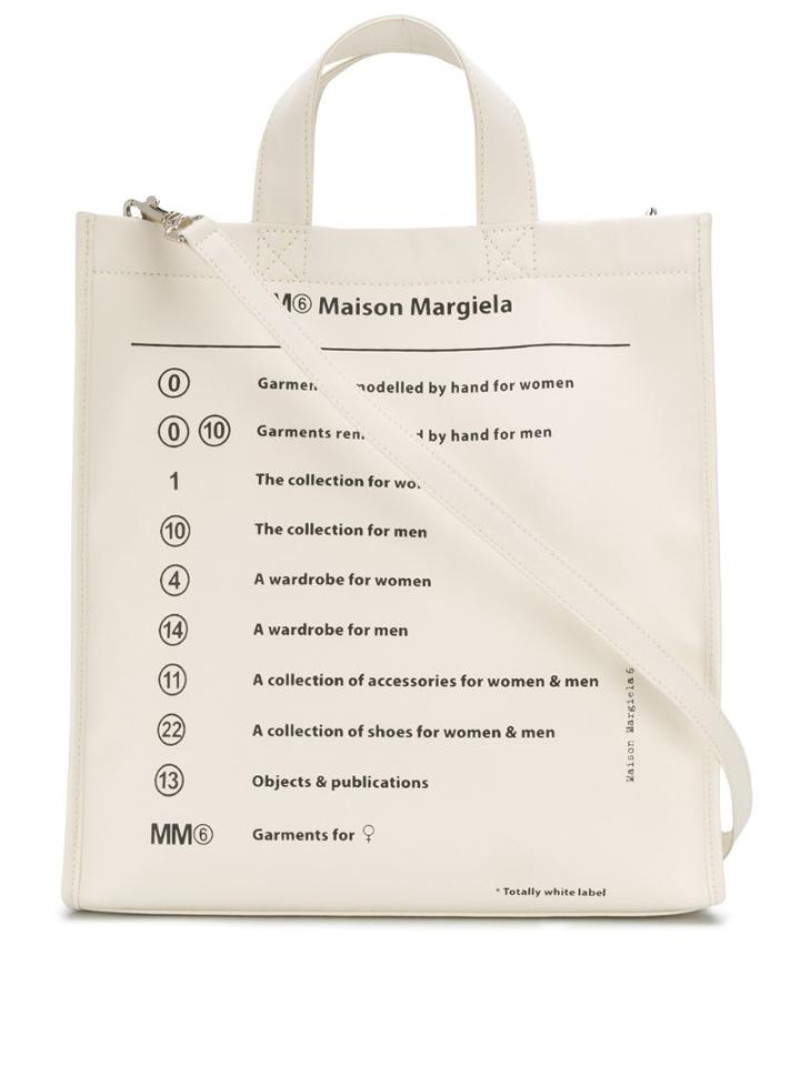 Mm6 Maison Margiela Numbers Logo Shopper Tote - White