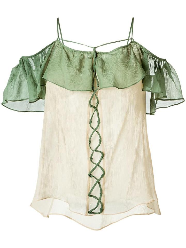 Lilly Sarti - Off The Shoulder Top - Women - Silk - 38, Nude/neutrals, Silk