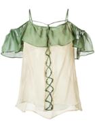 Lilly Sarti - Off The Shoulder Top - Women - Silk - 38, Nude/neutrals, Silk