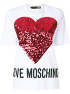 Love Moschino Sequin Heart Patch T-shirt - White