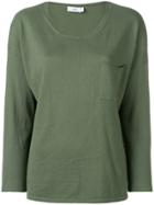 Closed Chest Pocket Knitted Top - Green