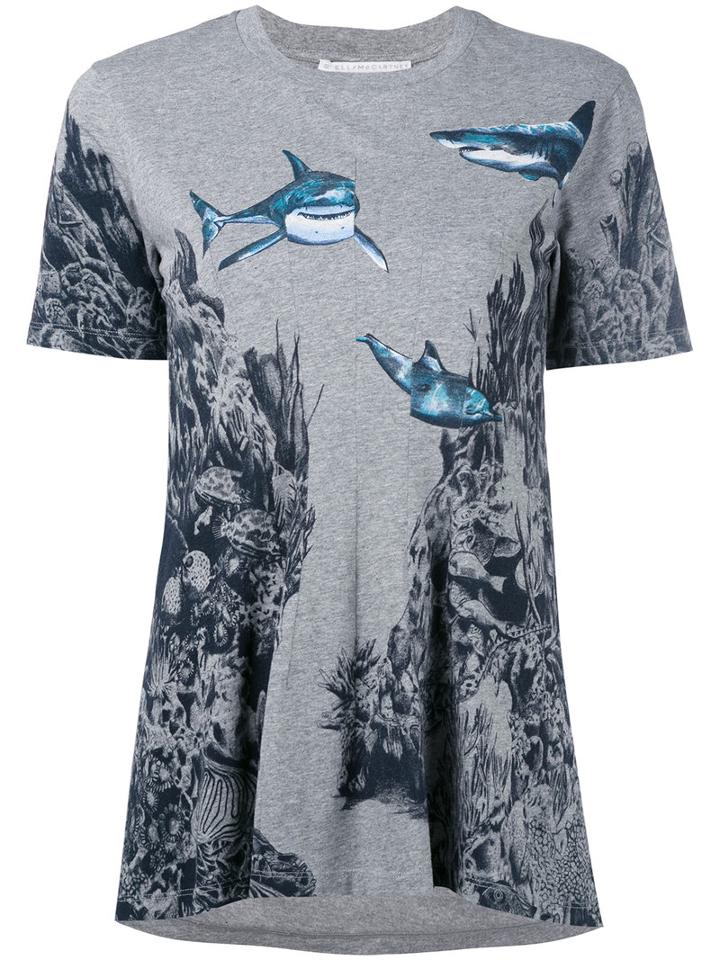 Stella Mccartney Patterned T-shirt, Women's, Size: 44, Grey, Cotton