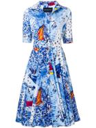 Samantha Sung Sailboat Print Dress - Blue