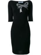 Blumarine Sequin Bow Dress, Women's, Size: 46, Black, Viscose/polyamide