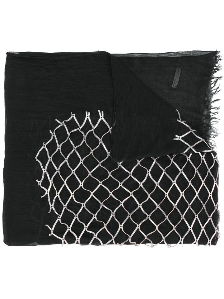 Cutuli Cult Lattice Appliqué Scarf - Black