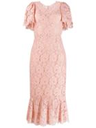 Dolce & Gabbana Floral Lace Fitted Dress - Pink