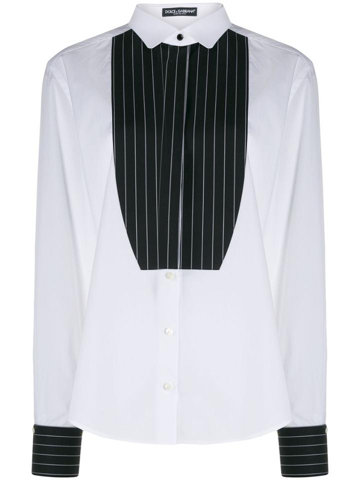 Dolce & Gabbana Pinstriped Detailed Shirt - White