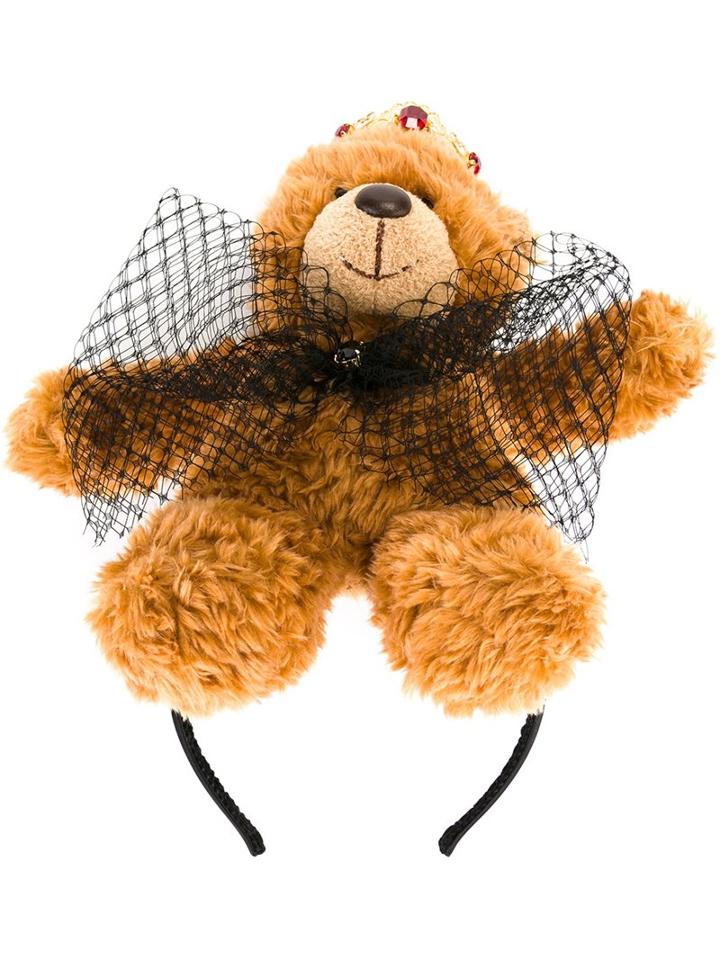 Dolce & Gabbana Teddy Bear Hair Band, Women's, Brown, Polyester/crystal/brass