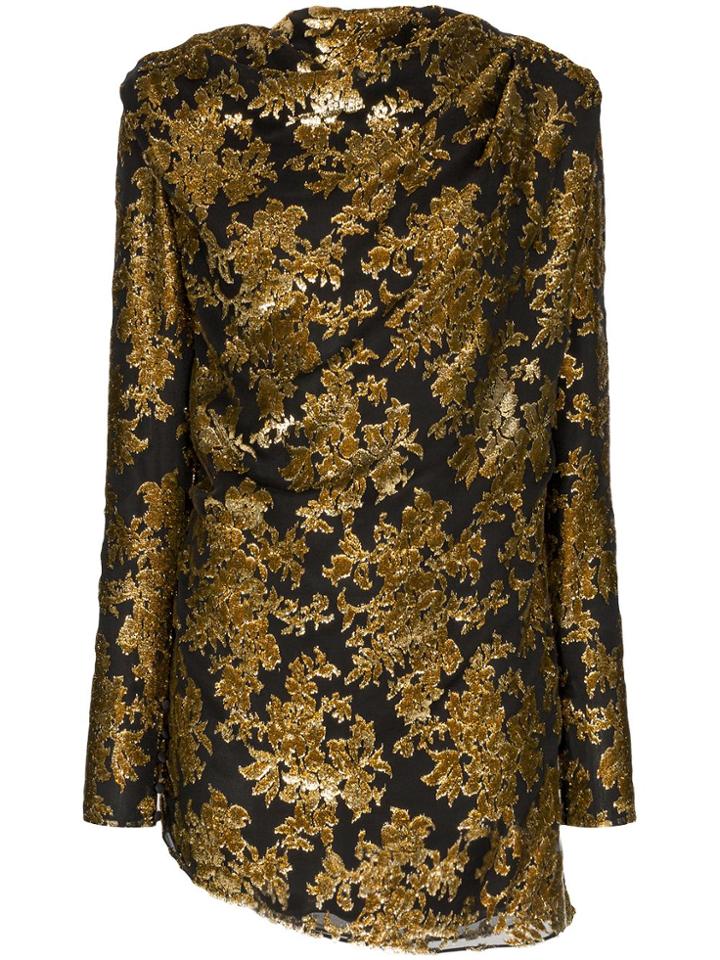 Saint Laurent Bow Back Long-sleeved Mini Dress - Black