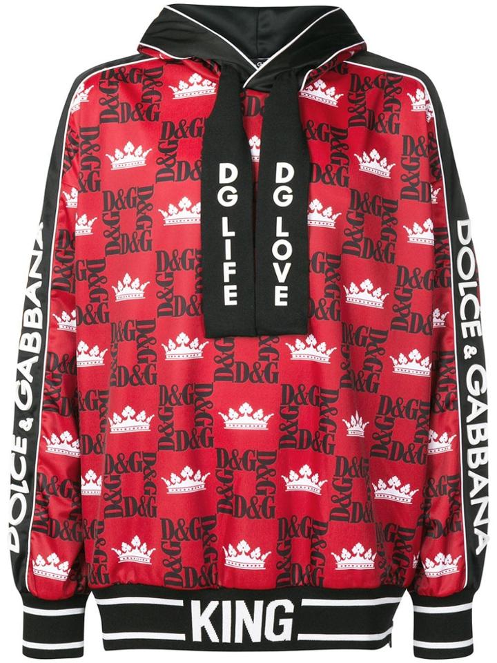 Dolce & Gabbana King Print Hoodie - Red