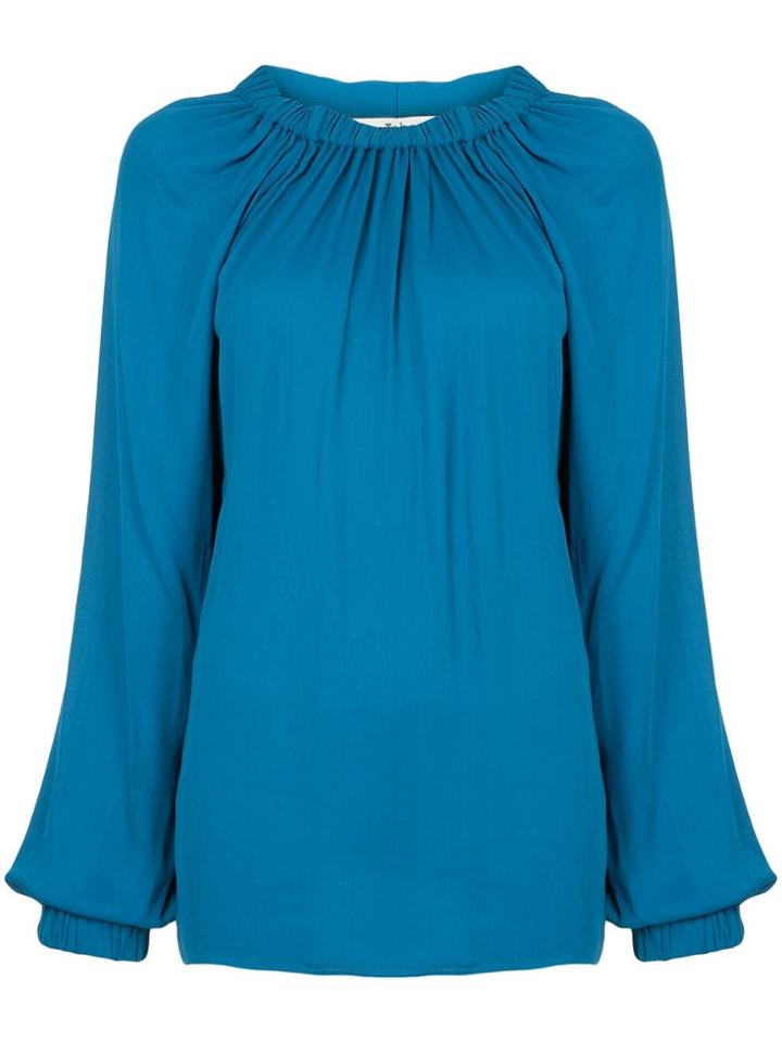 Tibi Georgette Tie Back Blouse - Blue