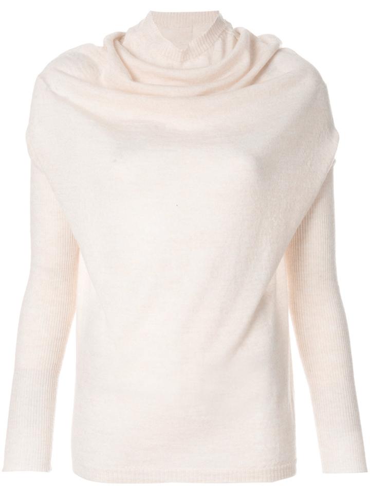 Rick Owens Gathered Turtle Neck Sweater - Nude & Neutrals