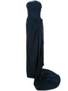 Oscar De La Renta Draped Evening Gown - Blue