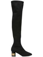 Moschino Thigh High Neoprene Boots - Black
