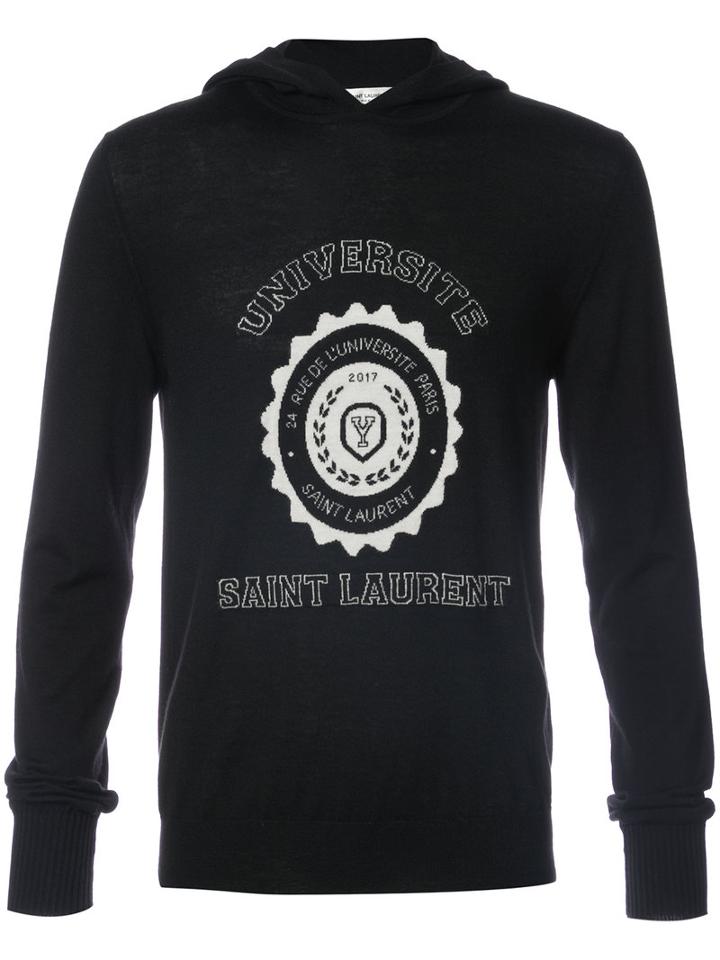 Saint Laurent - Printed Hoodie - Men - Cashmere - S, Black, Cashmere