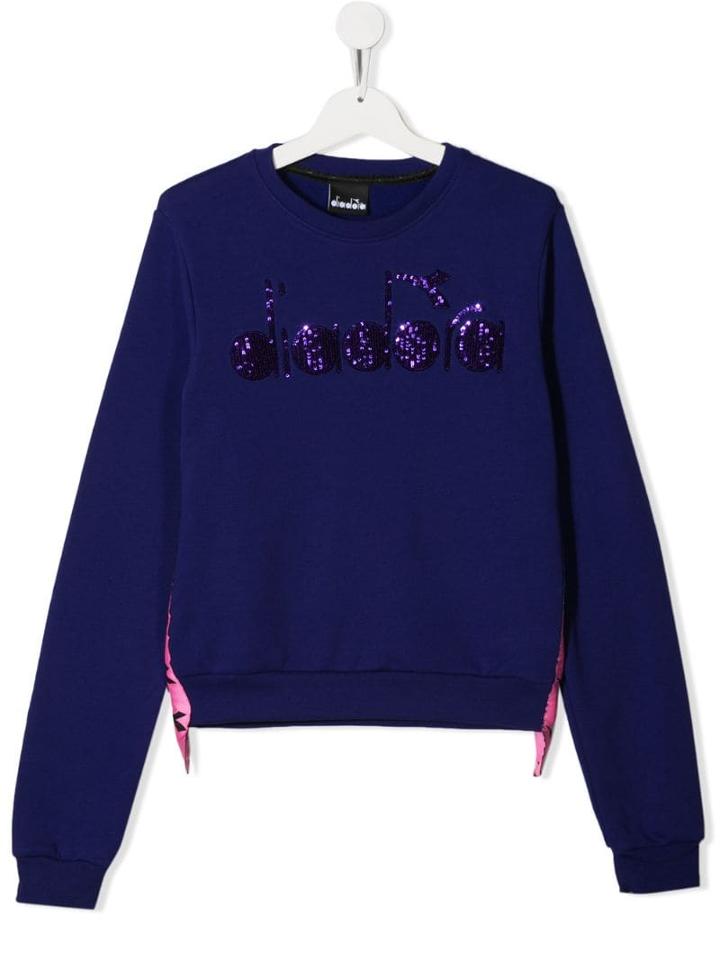 Diadora Junior Sequin Logo Sweatshirt - Purple