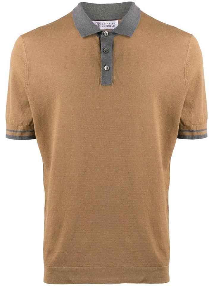 Brunello Cucinelli Knitted Polo Shirt - Brown