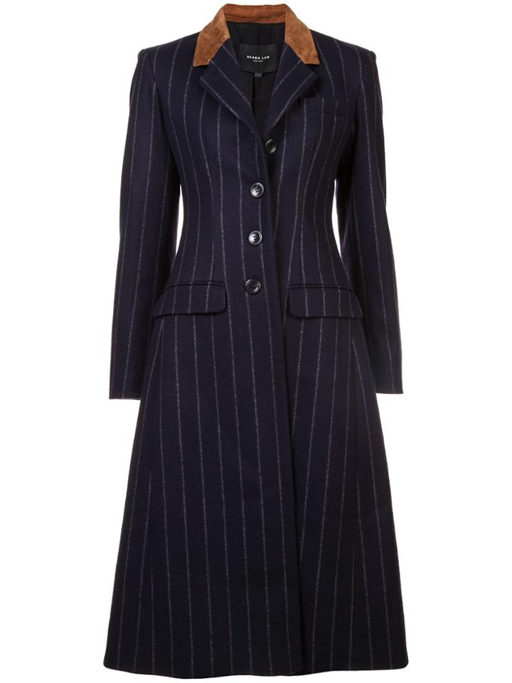 Derek Lam Tailored Coat With Leather Detail - Blue