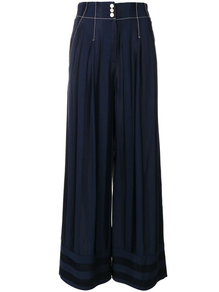 Temperley London Striped Palazzo Pants - Blue