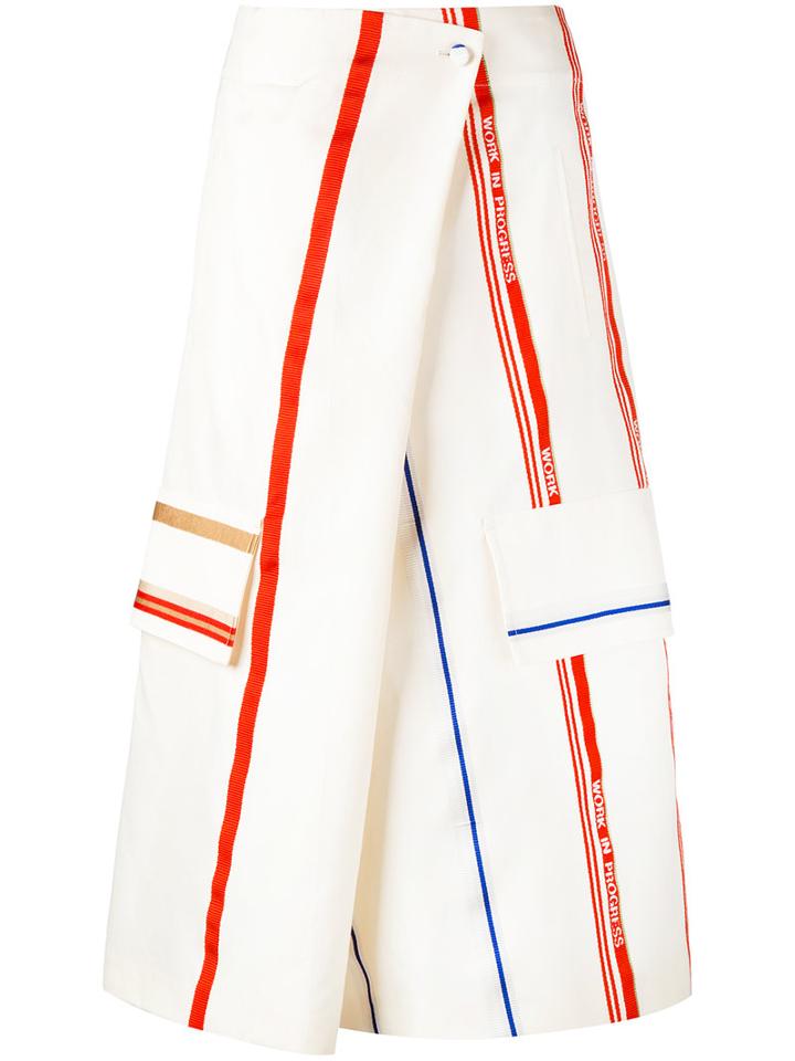 Ports 1961 - Striped Wrap Trousers - Women - Cotton/nylon/polyester/viscose - 40, Women's, Ivory, Cotton/nylon/polyester/viscose