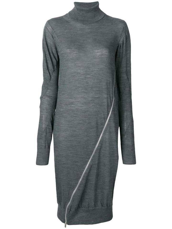 Sacai Zip-detail Sweater Dress - Grey