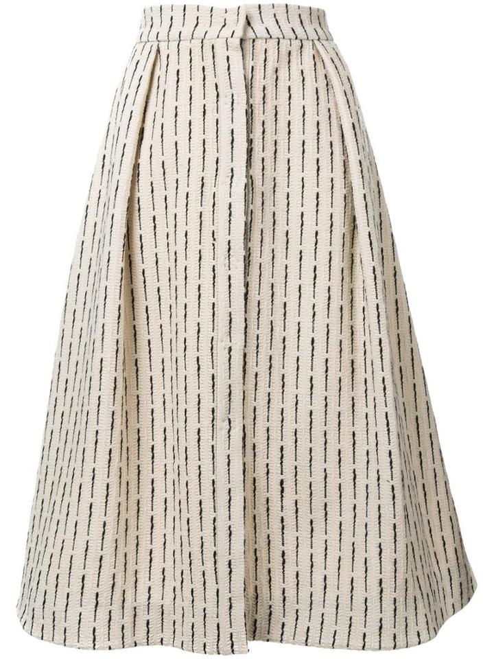 Dalood A-line Inverted Skirt, Women's, Size: 38, White, Cotton/wool