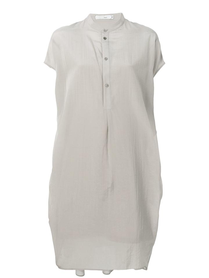 Knott Mandarin Collar Dress - Brown