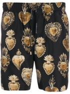 Dolce & Gabbana Heart Print Shorts - Black