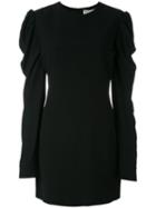 Saint Laurent - Ruffled Sleeve Dress - Women - Silk/acetate/viscose - 40, Black, Silk/acetate/viscose