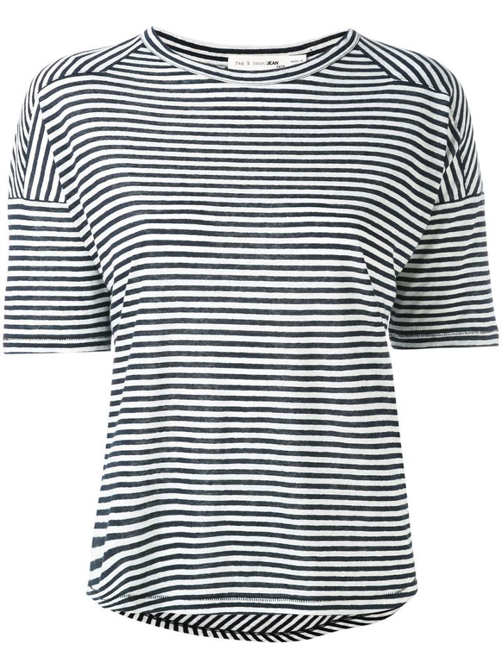 Rag & Bone /jean - Valley Striped T-shirt - Women - Linen/flax/modal - M, Blue, Linen/flax/modal