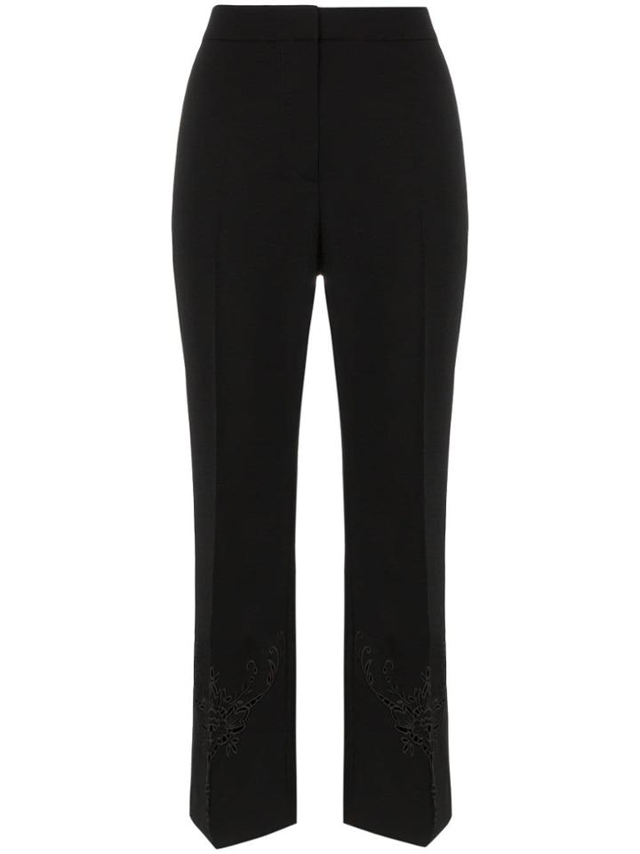 Stella Mccartney Embroidered Kick Flare Wool Trousers - Black