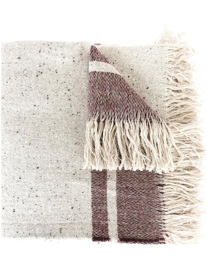 Forte Forte Large Woven Stripe Scarf, Women's, Nude/neutrals, Linen/flax/nylon/virgin Wool