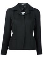 Maison Margiela Peaked Lapels Structured Blazer, Women's, Size: 40, Black, Cotton/virgin Wool