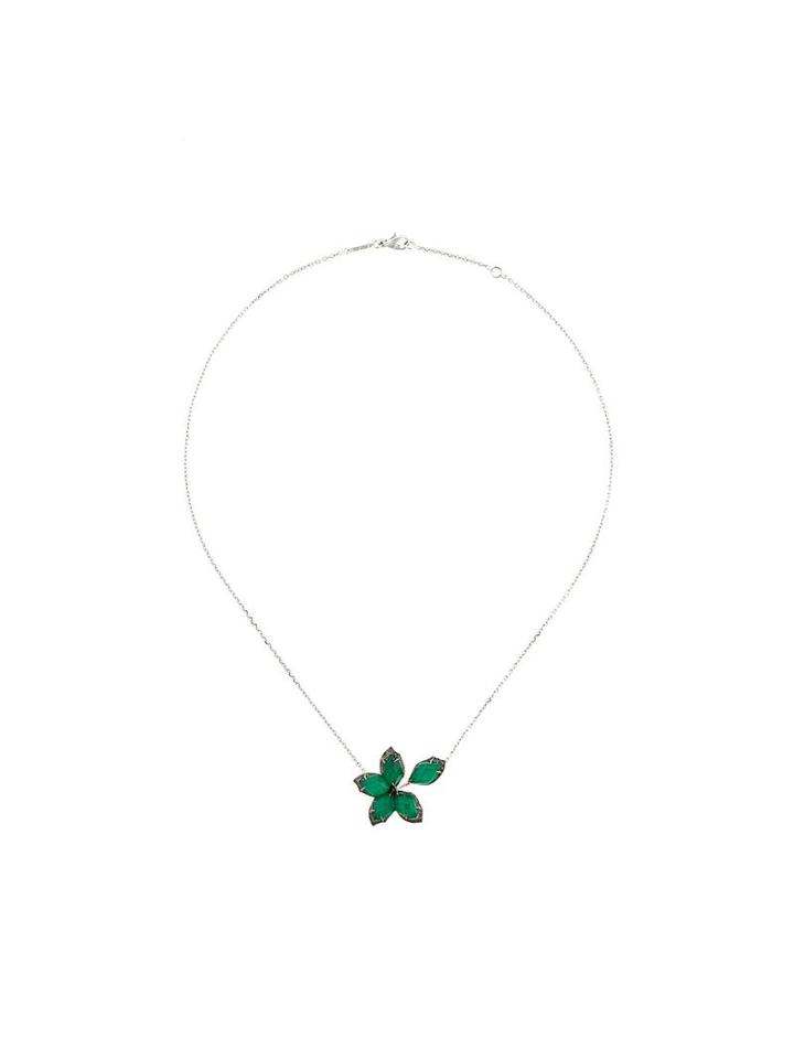 Stephen Webster Diamond And Agate Flower Necklace, Women's, Green