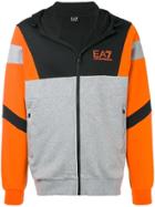 Ea7 Emporio Armani Logo Print Zipped Hoodie - Grey