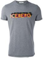 Iceberg Logo Print T-shirt, Men's, Size: Xl, Grey, Cotton/spandex/elastane