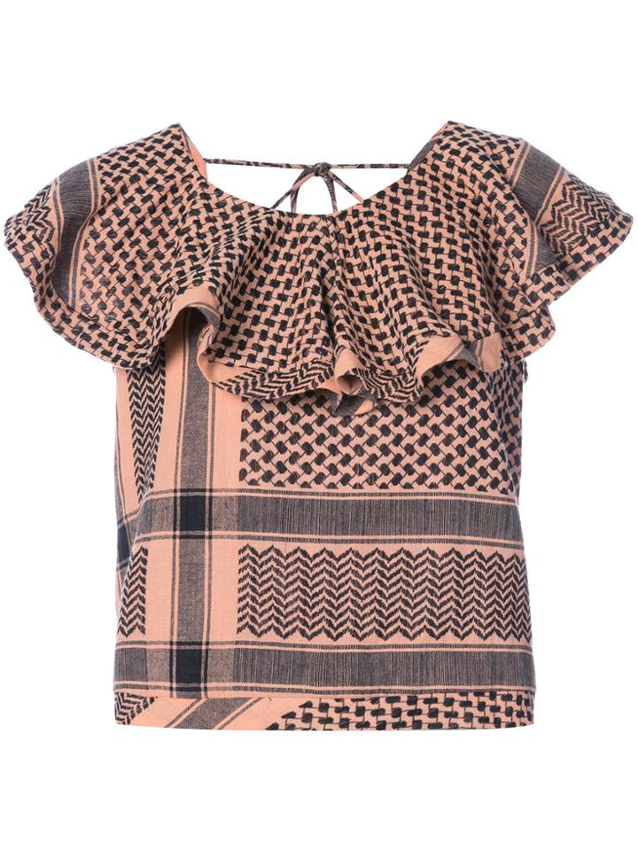 Cecilie Copenhagen V-back Ruffle Top - Black