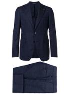 Tagliatore Textured Formal Suitc - Blue