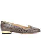 Charlotte Olympia Kitty Slippers, Women's, Size: 35, Grey, Leather/calf Leather