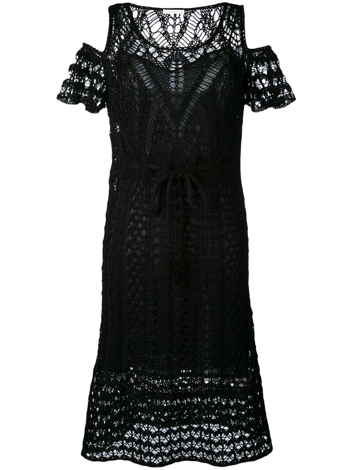 See By Chloé - Layered Cold Shoulder Dress - Women - Cotton - M, Black, Cotton