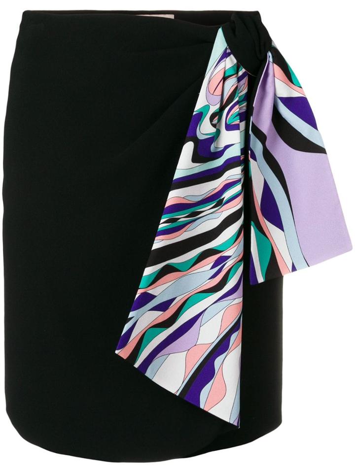 Emilio Pucci Scarf-detail Skirt - Black