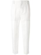 Vince - Tapered Cropped Trousers - Women - Cotton/linen/flax/lyocell - 4, White, Cotton/linen/flax/lyocell