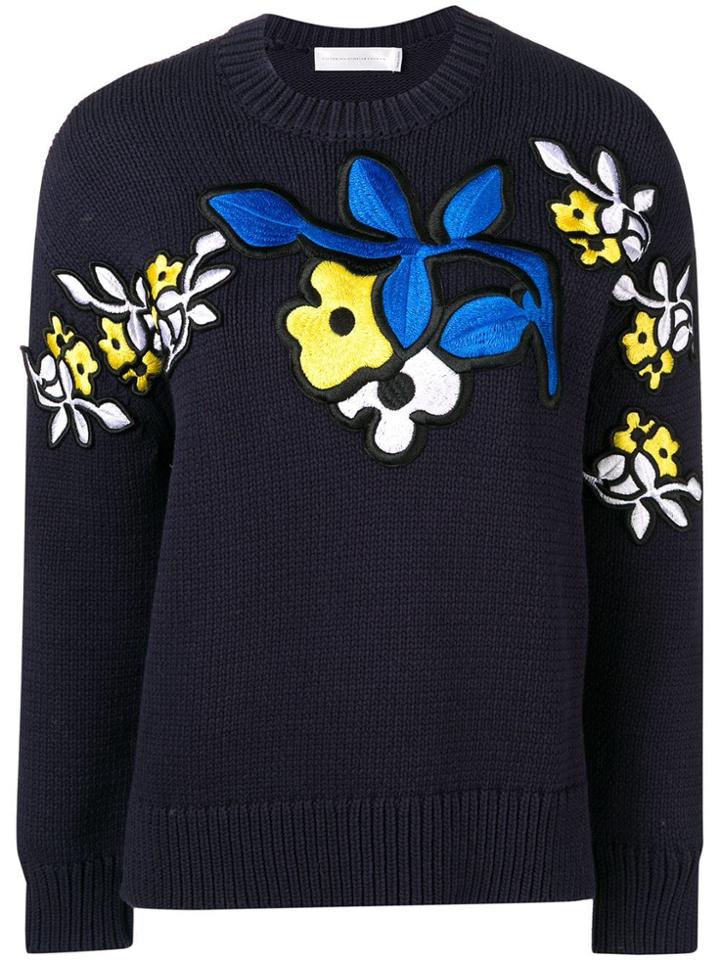 Victoria Victoria Beckham Floral Embroidered Jumper - Blue