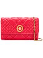 Versace Quilted Chain Wallet Bag - Red