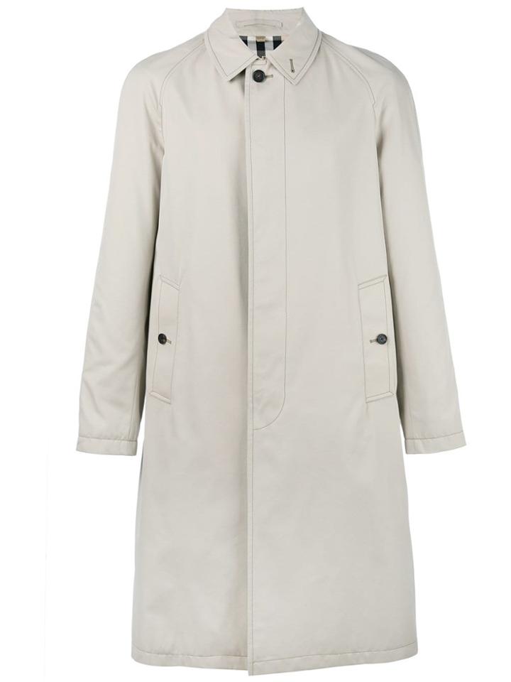 Burberry Long Gabardine Car Coat - Neutrals