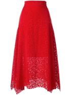 Goen.j Asymmetric Lace Skirt - Red