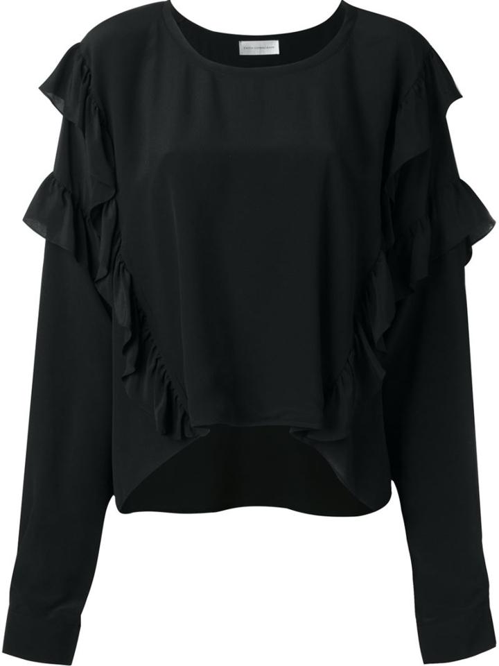 Faith Connexion Ruffled Sleeve Blouse, Women's, Size: Small, Black, Silk