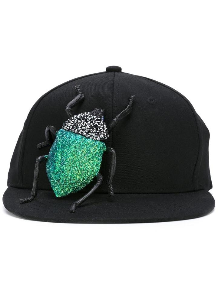 Piers Atkinson 'swarovski Scarab Bug' Cap, Women's, Black, Cotton/plastic